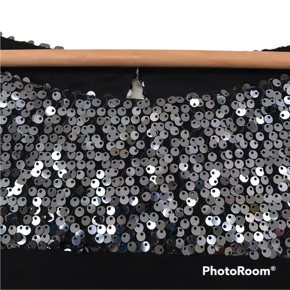 Cachet Blouse Black Silver With Silver Sequins Split Sleeves - Picture 5 of 10